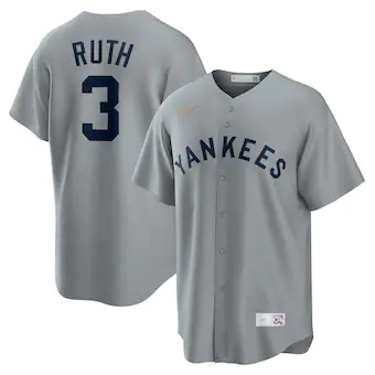 mens nike babe ruth gray new york yankees road cooperstown 